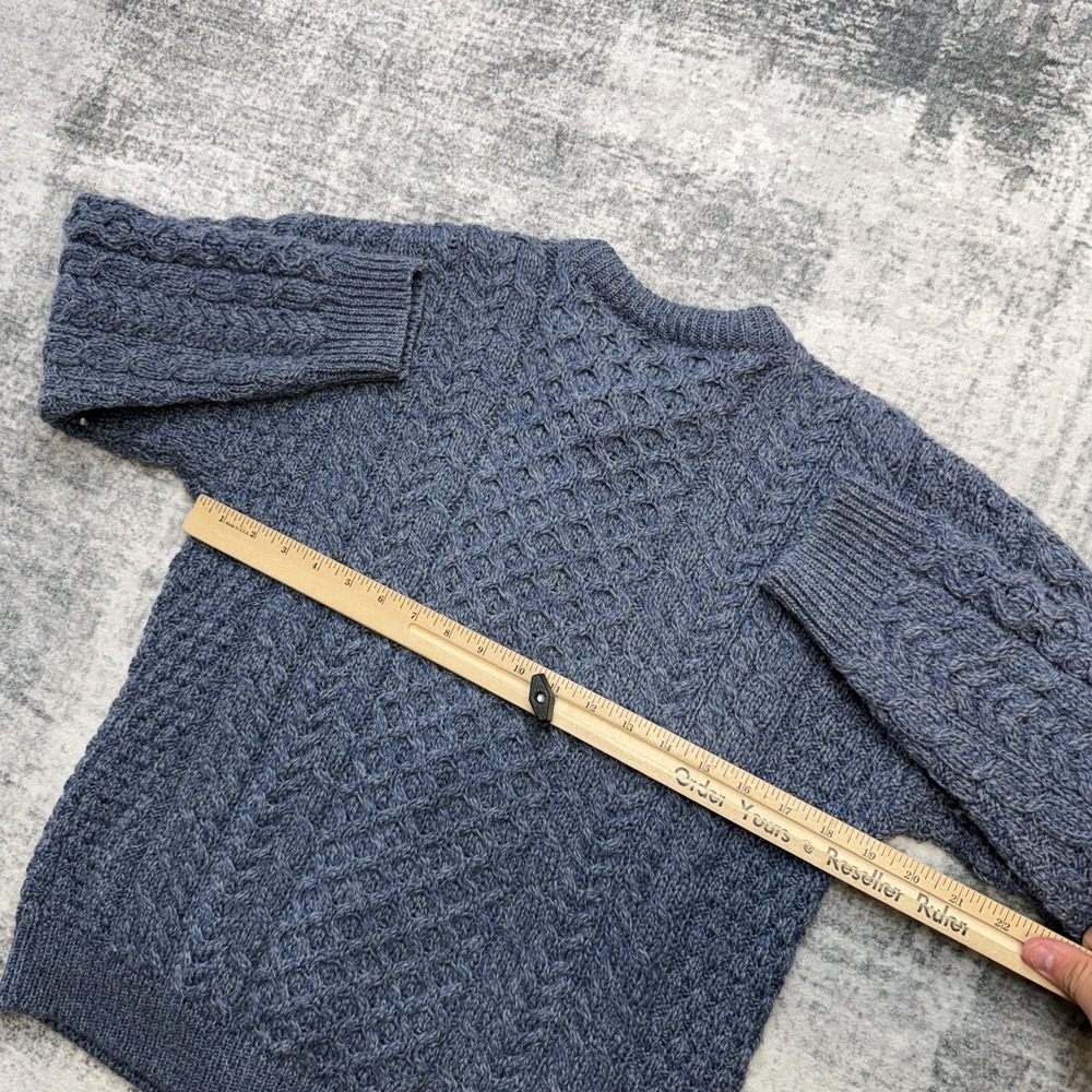 Aran Woollen Mills Sweater Womens XS Blue Cardigan Cable Knit Fisherman Merino - Picture 8 of 9